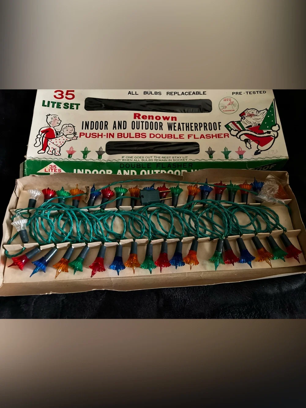 Vintage Renown Christmas String Lights 35-Bulb Multicolor